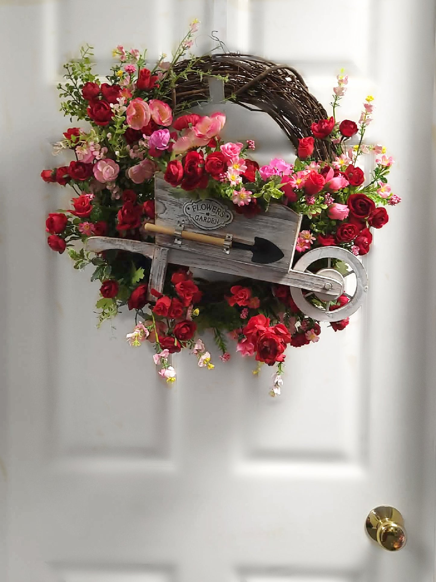 Love in Bloom Wheelbarrow Floral Wreath