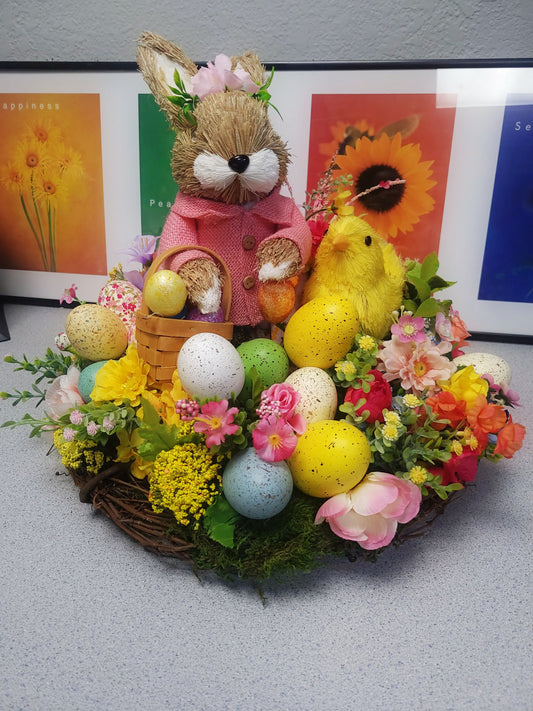 Easter Bunny Silk Floral Centerpiece