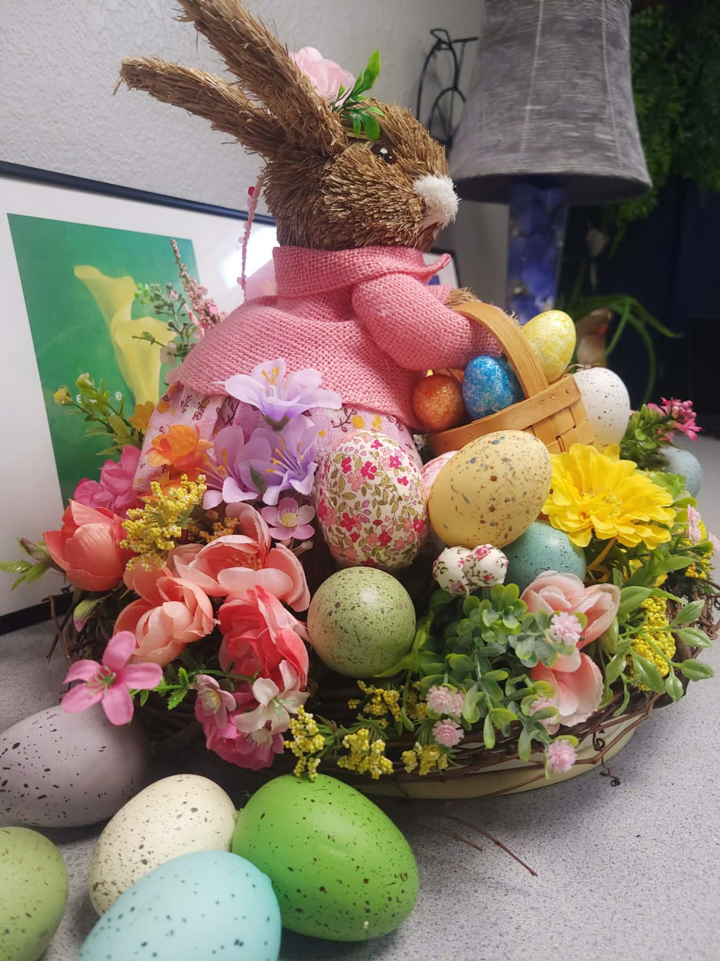 Easter Bunny Silk Floral Centerpiece