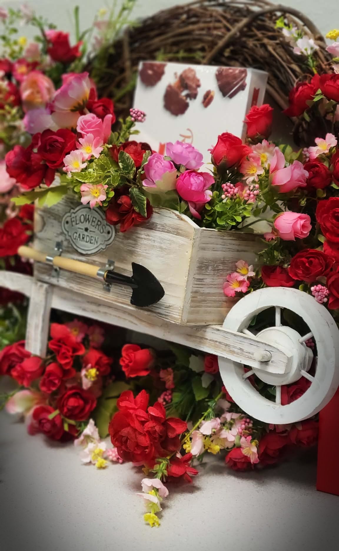 Love in Bloom Wheelbarrow Floral Wreath